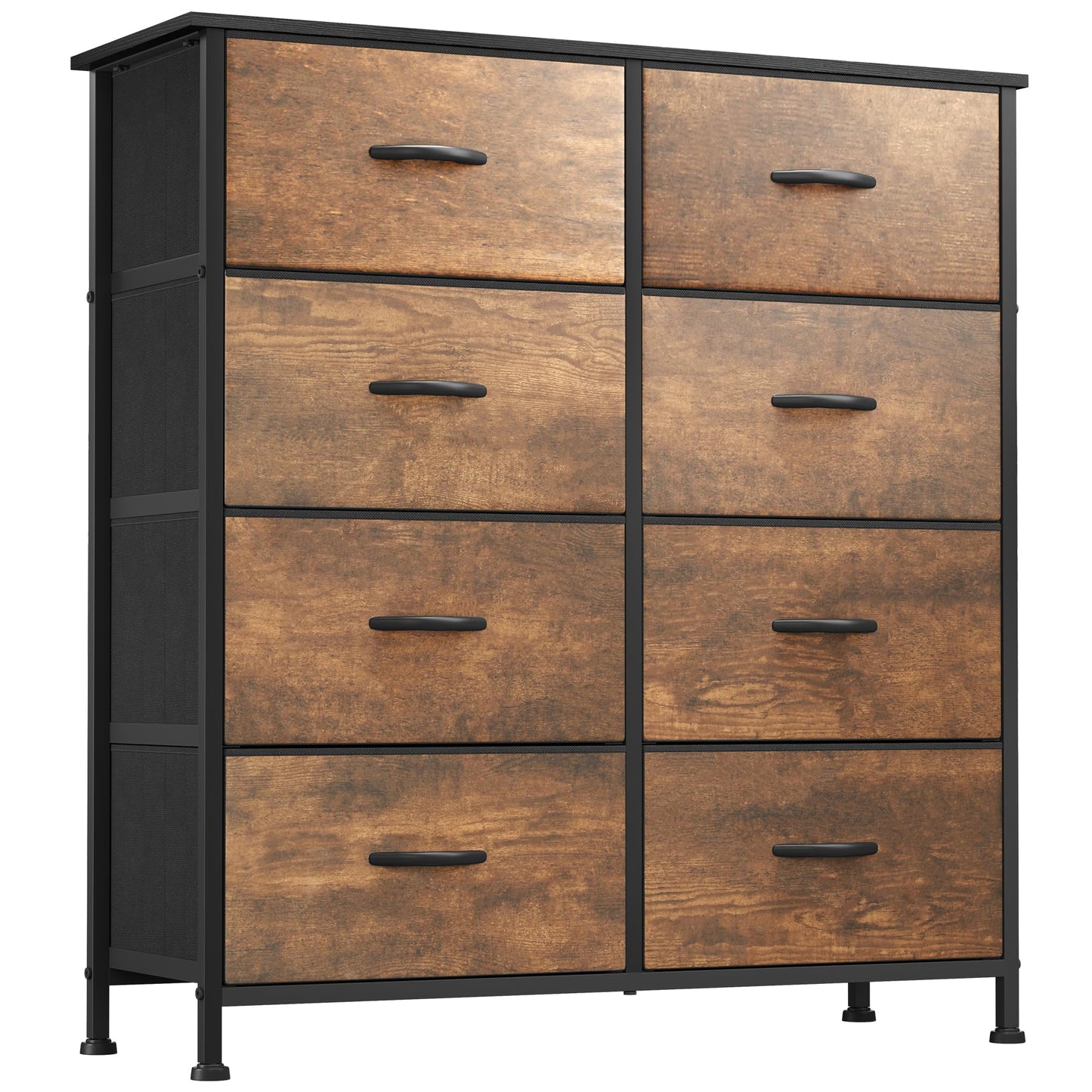 YITAHOME Chest of Drawers with 8 Drawers, Fabric Dressers with Easy Pull Handle,Sturdy Steel Frame,Storage Drawers for Bedroom, Closet, Clothes,Rustic