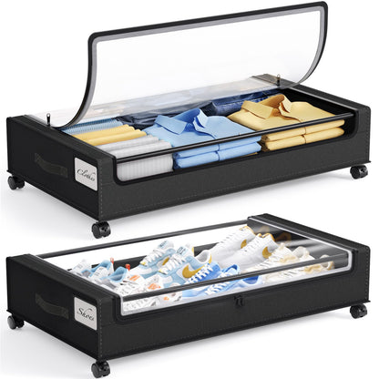 Memypers Under Bed Storage, With Wheels, Clothes Storage Box, Clothes Storage, Foldable, Easy Installation, Large Capacity, Change of, Comforter