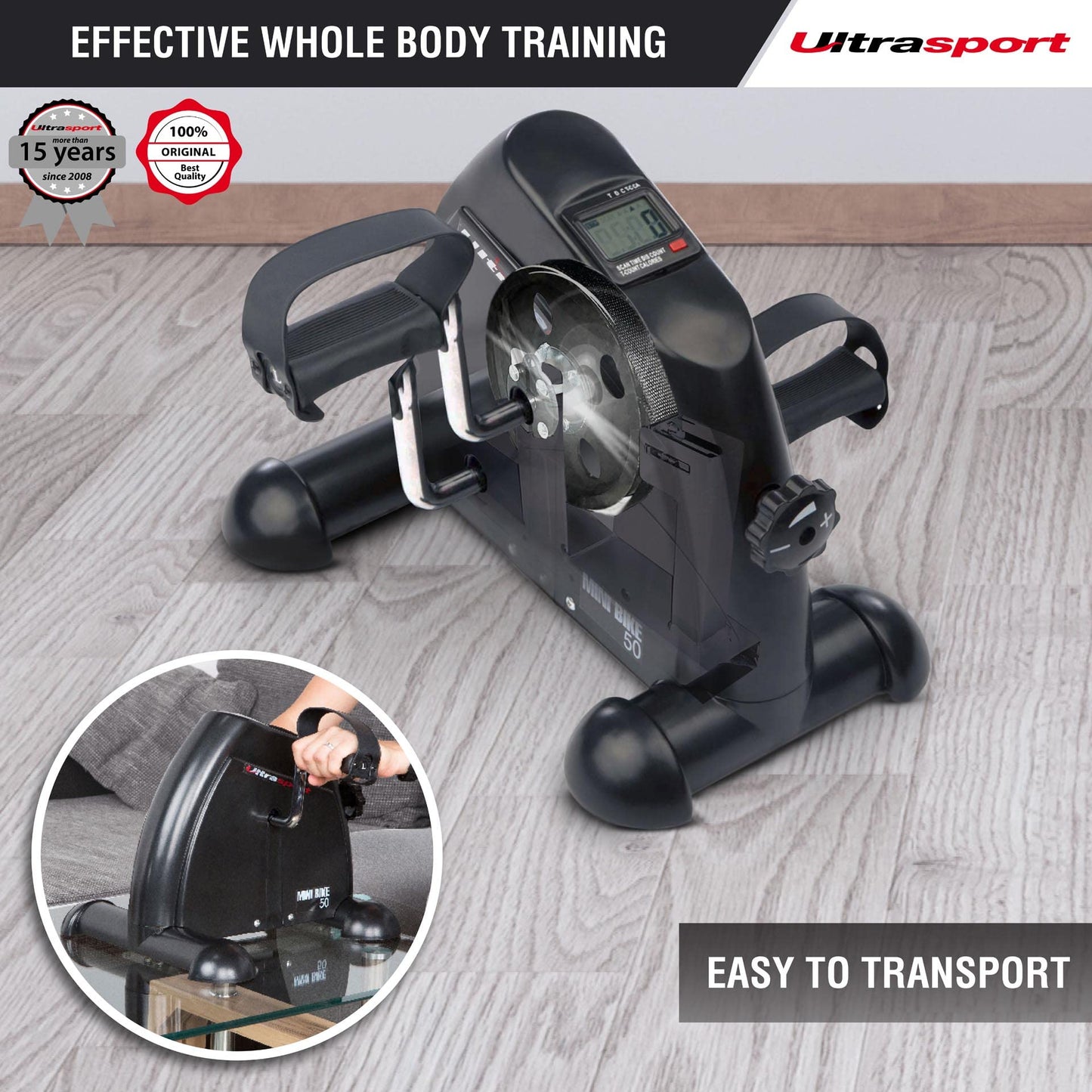 Ultrasport Mini Bike 50 Without Handle, Arm And Leg Trainer, Home Trainer, Mini Bike, Movement Trainer, LCD Display With Computer Function, Ideal For