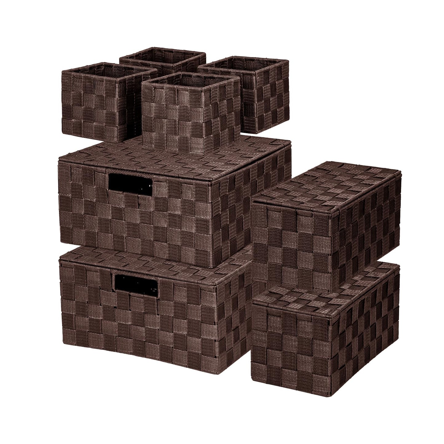 BinWhiz Woven Storage Box, Storage Baskets Organizing Bins Woven Basket Cube Organizer, Multi-size Hand-woven Storage Container for Bathroom, Cabinet