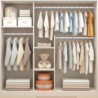 Wardrobe Rail 42-134cm Extendable Clothes Rail White Wardrobe Pole Stainless Steel Adjustable Clothes Rail Heavy Duty Hanging Rails For