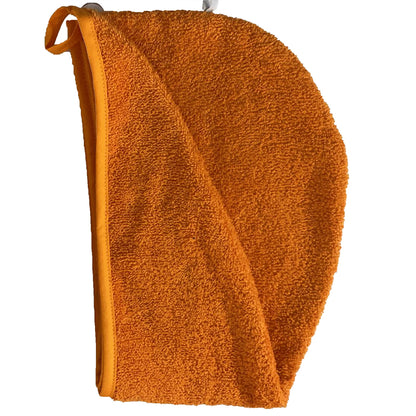 LLAMAXY 100% Pure Organic Cotton Hair Towel - Quick Twist Rapid Dry Turban Wrap for Adult and Child - 1 Pack Orange