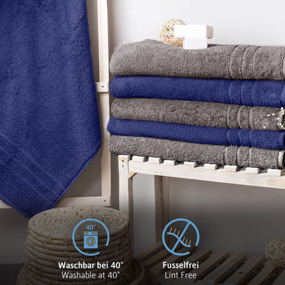 Komfortec Bath Towels, 100% Cotton, Quick Dry, 70x200, Grey & Royal Blue