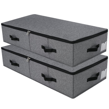 Omygarden Foldable Under Bed Storage Box with Plastic Support Liner, 6 Handles, Zipper Lid