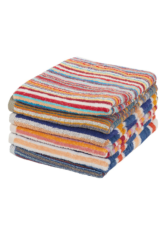 Olivia Rocco Pack Of 6 Stripe Towels Easy Care 100% Cotton Colourful Absorbent And Quick Dry Hand Towels Bath Sheets Holiday Gym Beach (6 x Hand