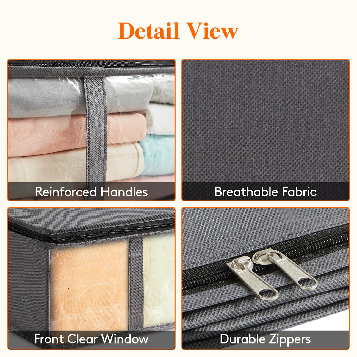 Lifewit 4 Pack Under Bed Storage,40L Clothes Storage Bags with Clear Window