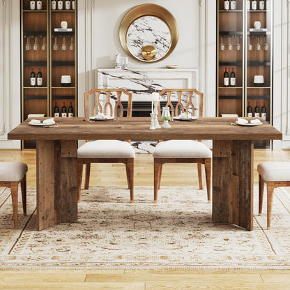 Tribesigns 63-inch Dining Table for 4-6, Farmhouse Kitchen Table with Large Tabletop, Rectangular Dinner Eating Table for Dining Room, Living Room