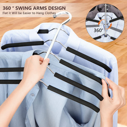 ZriEy 1 Pack 5 in 1 Clothes Hangers, Multi Layers Anti-slip Metal Coat Hangers, Multifunctional Closet Hanger Space Saving Storage Hanger with EVA