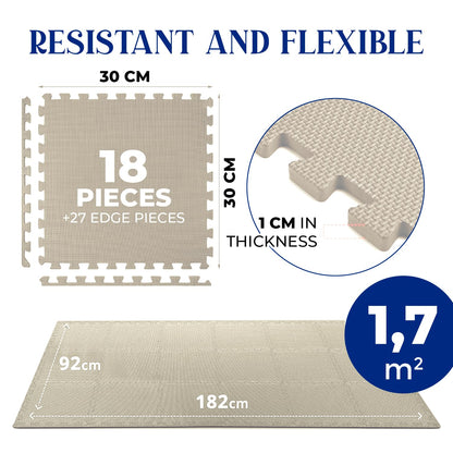 Ediesi, Foam Mats, Gym Floor, Tatami, Home Exercise, for Sports Machines, Removable Pool Floor, Eva Rubber, Puzzle Mat, Gym (18 Pieces / 30x30x1