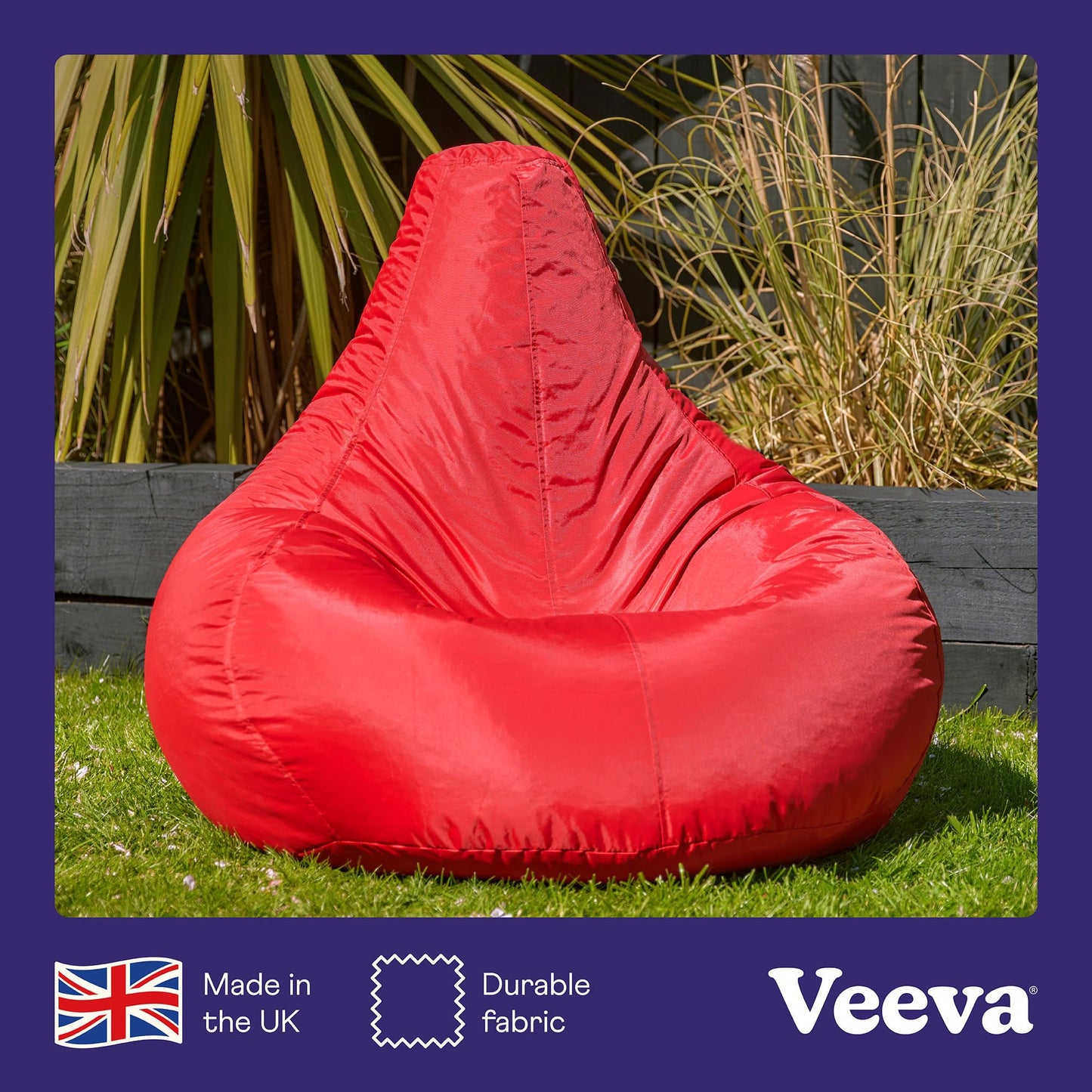 Bean Bag Bazaar Recliner Gaming Bean Bag Chair, Red, Indoor Outdoor Water Resistant Fabric, Large Beanbag with Filling Included, Gaming Chair, Outdoor