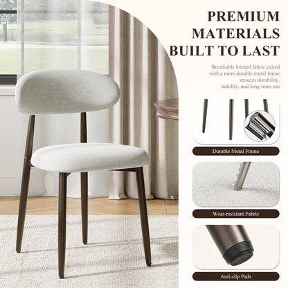 Dining Chairs Set of 6, Upholstered Dining Room Chairs with Ergonomic Curved Backrest, Metal Frame Kitchen Chairs