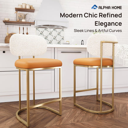 ALPHA HOME Bar Stools Set of 2 Counter Chairs with Backs and 9 CM Seat