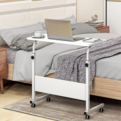 sogesfurniture Height-adjustable laptop table, laptop stand, computer desk with wheels, mobile side table, care table for bed and sofa