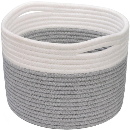 TIMEYARD Small Cotton Rope Storage Basket for Shelves Remote Toy Organiser
