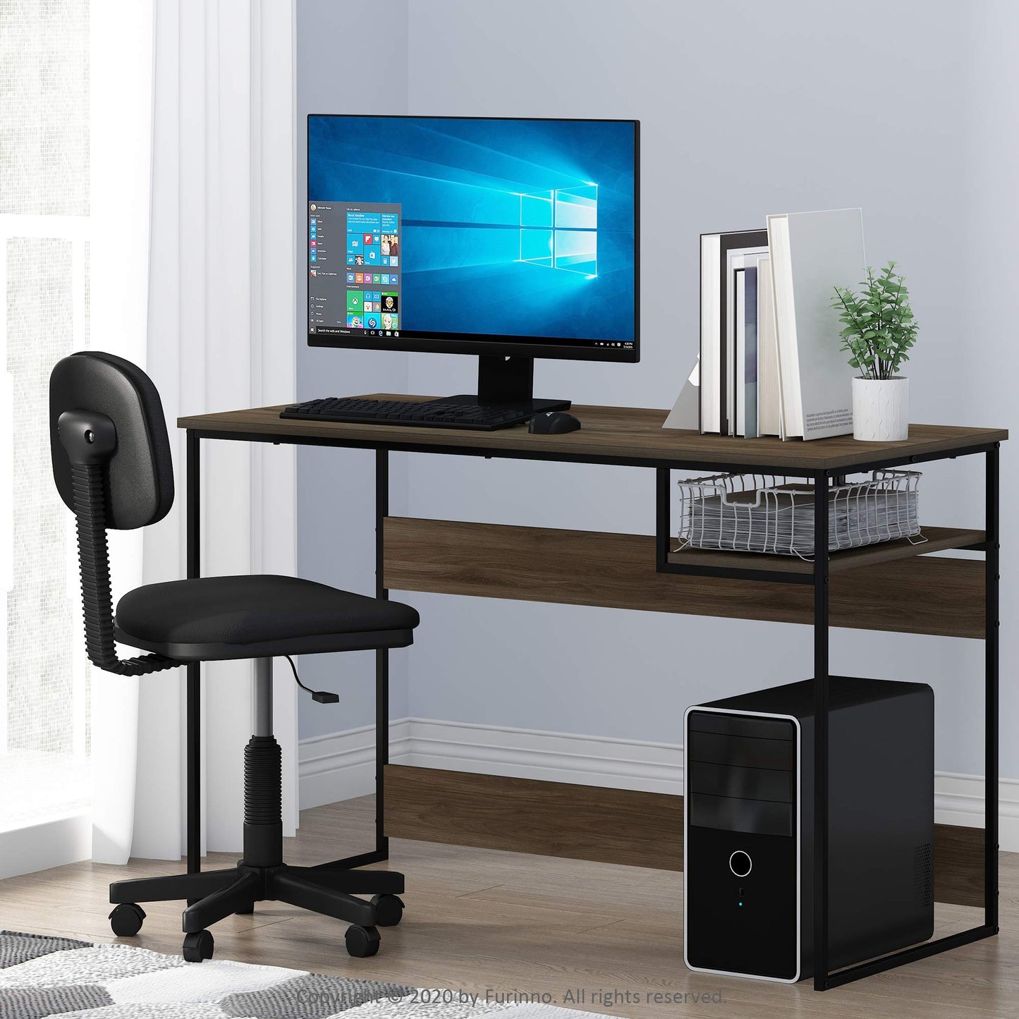 Furinno Moretti Modern Lifestyle Study Desk, Computer Desk, 114 cm (W), Columbia Walnut