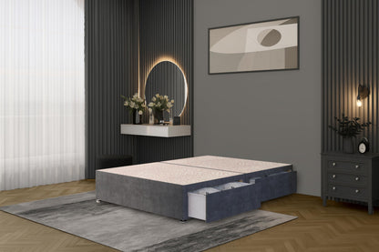 Bed Centre Flexby Divan Bed Base Only with 2 Drawers (Same Side), No Headboard - Available in 3FT, 4FT, 5FT & 6FT
