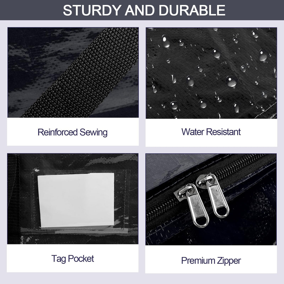 Zandrix 95L Waterproof Storage Bags Moving Boxes Bags with Lids - 4 Pack