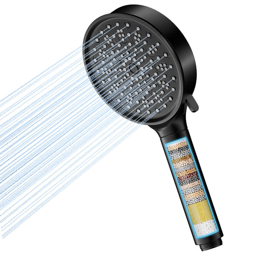 Hard Water Filter Shower Head with 6 Spray Modes, High Pressure Water Saving Shower Head with 20 Layers Filtration, Power Shower Heads with Showerhead