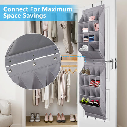 FENTEC Over Door Shoe Storage, Door Shoe Organizer 14 Pockets, Hanging Shoe Storage Organiser Back of Door Shoe Rack