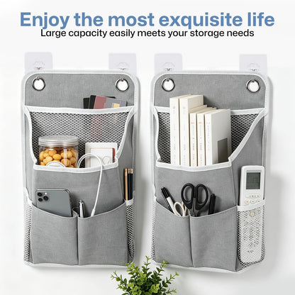 2PCS Wall Hanging Storage Bag, Grey Foldable Hanging Organiser 30x22x10cm