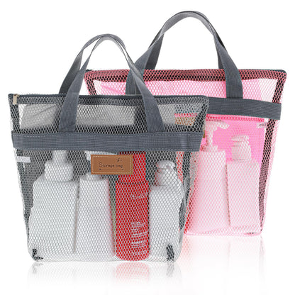 oruola 2 Pcs Shower Bags Women,Mesh Shower Caddy Bag,Quick Dry Portable Gym Showers Bag with Zipper for Travel,Gym,Swimming,Camping,College