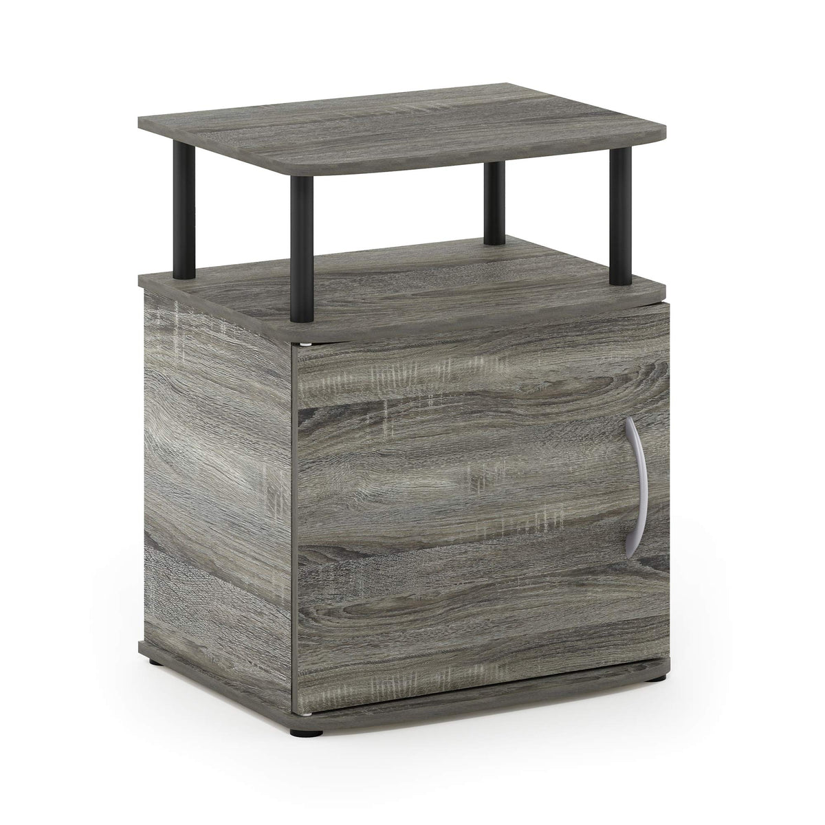 Furinno JAYA Side Table, End Table with Door Cabinet, Night Stand, Bedside Table, for Living Room, Bedroom, French Oak