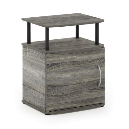 Furinno JAYA Side Table, End Table with Door Cabinet, Night Stand, Bedside Table, for Living Room, Bedroom, French Oak