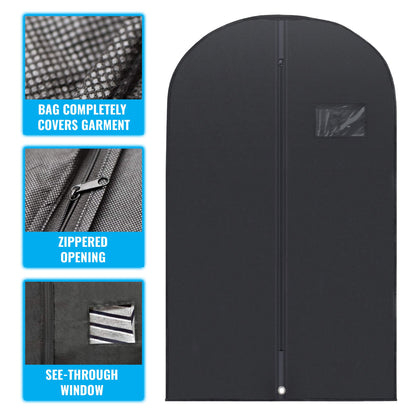 Plixio 40" Black Garment Bags Suit Bag for Travel & Clothing Storage of Dresses, Shirts, Fur Coats, Jackets & Dance Costumes