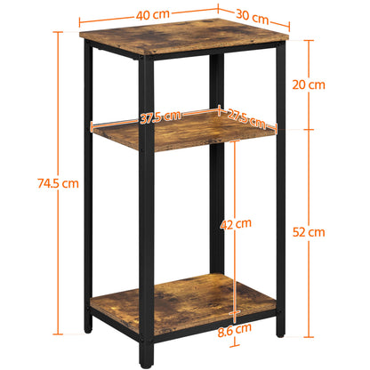 Yaheetech Tall 3-Tier Side Table, Steel Frame, Rustic Brown