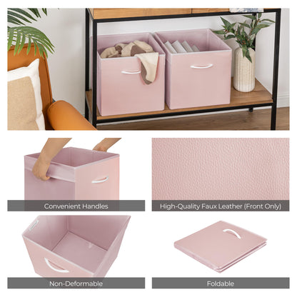 StorageWorks Pink Storage Cubes, Storage Cube Boxes with Handle, Cube Storage Basket for Shelves, Fabric Organiser Boxes for Wardrobe