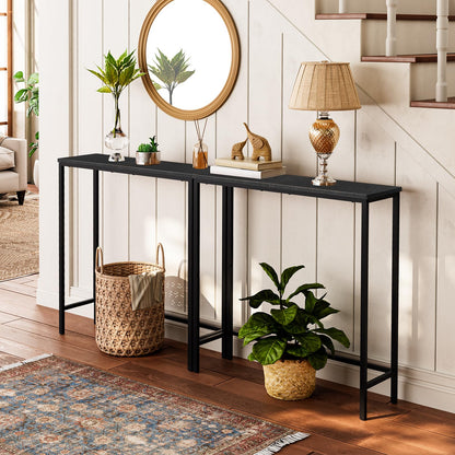 HOOBRO Console Table, Slim Console Table for Hallway, Metal Frame, Compact Display Table, Sofa Table for Small Spaces, Entryway, Living Room, Sturdy