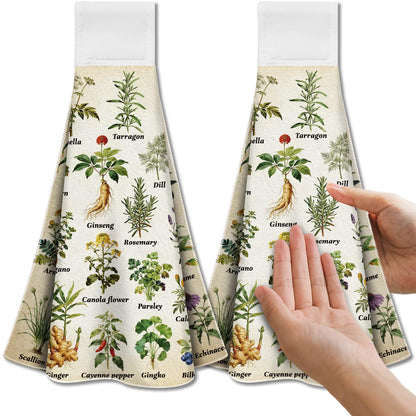 CUTHOLLOW 2 Pcs Herb and Vegetable Hanging Kitchen Towels with Loop