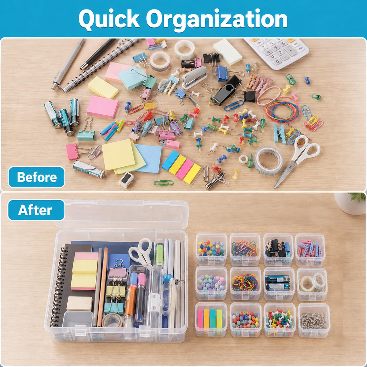 62PCS Bead Storage Box Small Bead Organiser Storage Box Flip Top Lids