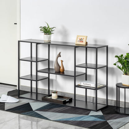 HDANI 120cm Long Sofa Console Table,Narrow Modern Entryway Table Behind Couch with Storage Shelves,4 tier Shelf Bookshelf for Living