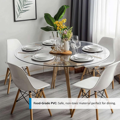 Round Clear PVC Table Protector, Heat Resistant & Waterproof, Clear (Round 120cm)