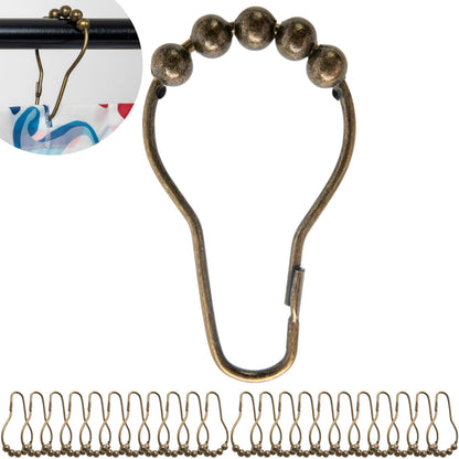 Shower Curtain Rings, 24 Pack, in Bronze-Colour, Inner Diameter 2.7 x 1.5", for Shower Curtain Rods, sturdy metal shower rings, with Rolls to slide