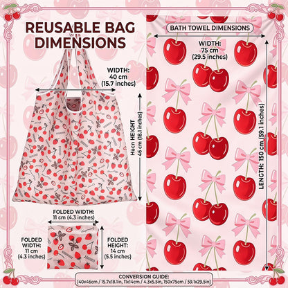 QuidToyzian Cherries Cotton Beach Towel，Fruit Pattern Towel, Absorbent Quick Dry & Skin-Friendly For Beach, Pool, Travel, Camping, And Home Lounger
