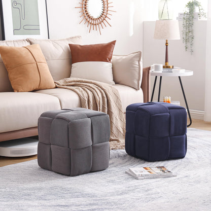 Cmishe Ottoman Foot Rest Soft and Comfortable Ottoman Square Corduroy Woven Design Sofa Stool