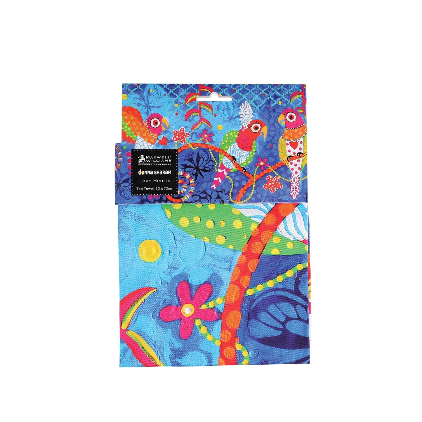 Maxwell & Williams Love Hearts Animal Printed Tea Towel with Rainbow Girls Design, 1% Cotton, Blue, 5 x 7 cm