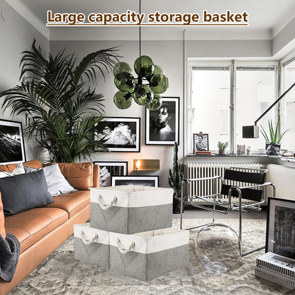 ASelected 3Pcs Large Storage Box 41X31X20Cm Storage Basket With Handle Foldable Storage Box For Home Organizer For Toys Clothes Office Products Grey