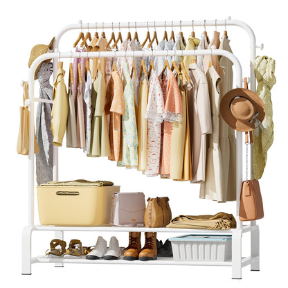 OPPAIYA Heavy Duty Double Rod Clothes Rail, 110cm Garment Rack Supports Up to 80kg (Even Weight Distribution)