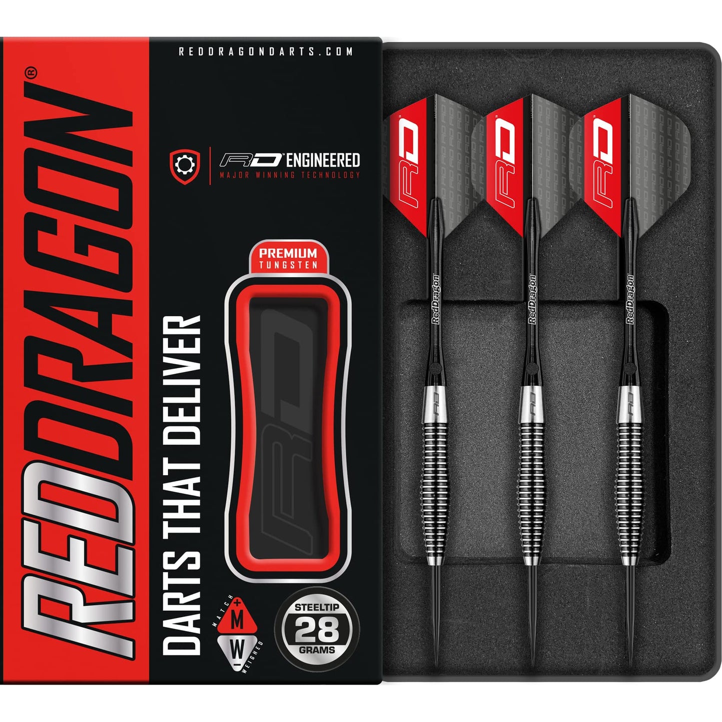 RED DRAGON Lethal Magic 28g Tungsten Darts Set with Flights and Stems