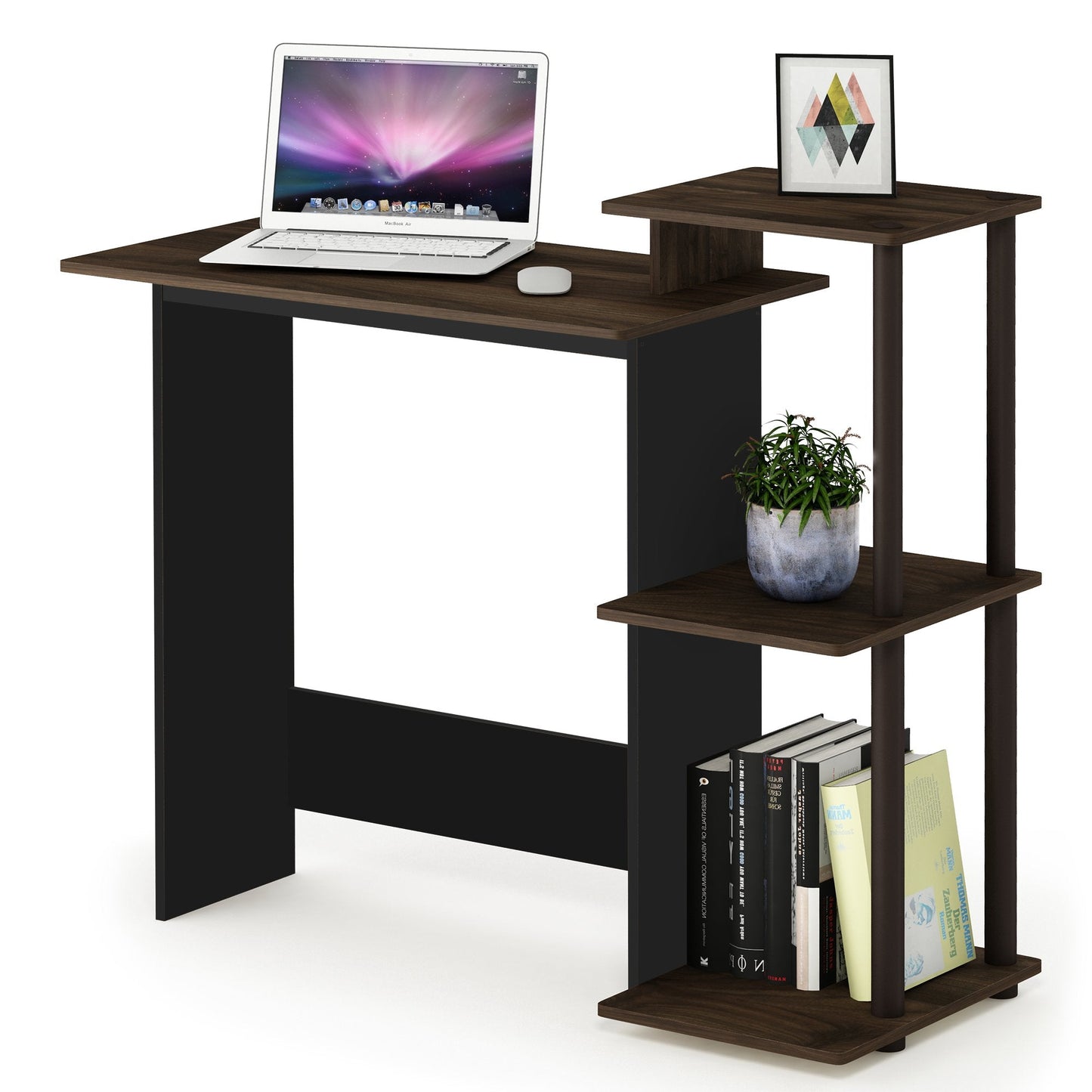 Furinno Efficient Home Laptop Notebook Computer Desk, Study Desk, Writing Desk, Columbia Walnut/Brown