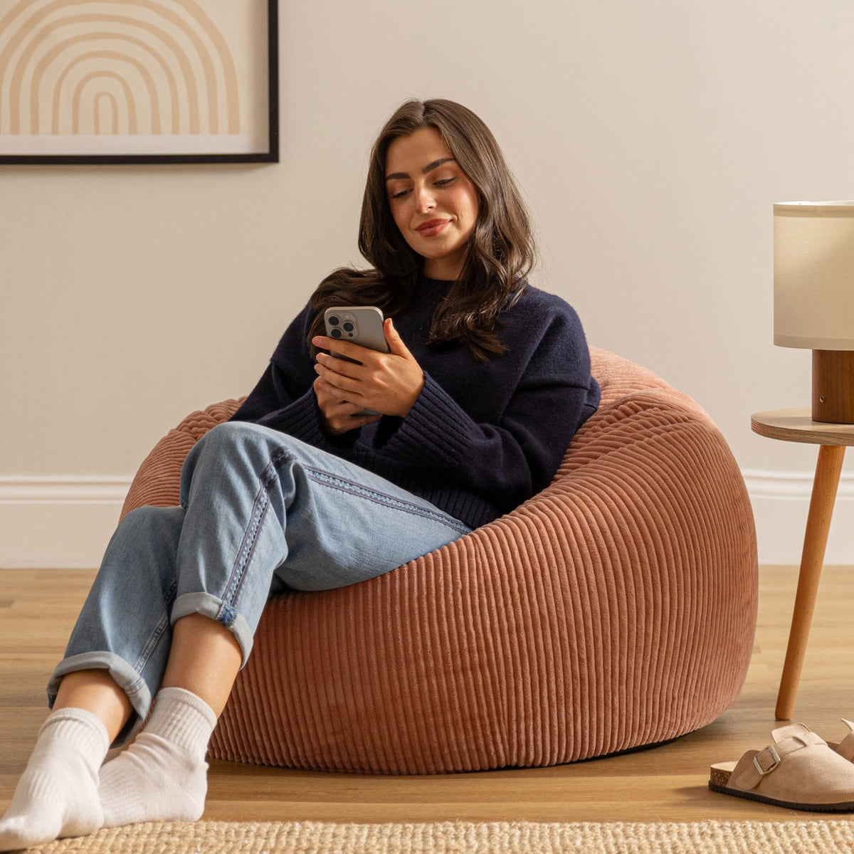 icon Kingston Cord Bean Bag with Filling Included, Pink