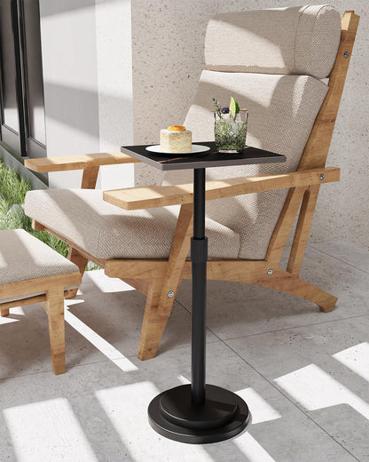GUOHNHE Square Drink Table, Height Adjustable Pedestal Stand, 1 Pack, Black