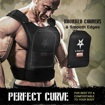 Yes4All S0DZ Ideal Curved Tactical Weight Vest Plates 8.75lb/ Weights Carrier Plate For Body Workout, Intensive Training, Rucking And Cardio, 4 KG -