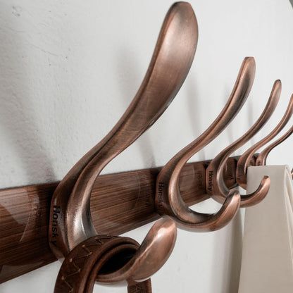 HONSKY Wall Mounted Coat Rack - 94cm Long Heavy Duty Metal 10 Double Hook, Sturdy & Space-Saving, for Hallway,Bedroom, Entryway, Holds Jackets