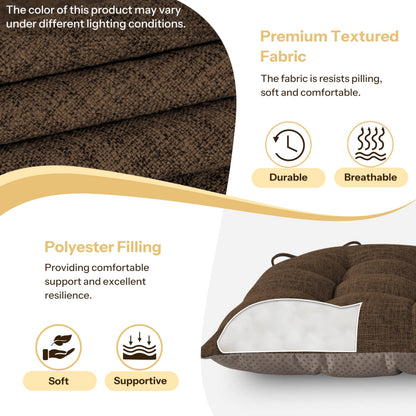 FlyGulls Chair Cushions for Dining Chairs Set of 2 46x42x7.6 cm Brown