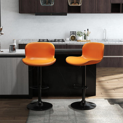 Youhauchair Bar Stools Set of 2, PU Leather Counter Height Barstools with Back, Height Adjustable Swivel Bar Chairs