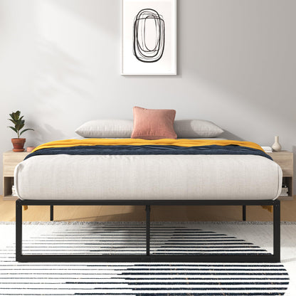 Zinus Lorelai Double Bed frame - Bed 135x190 cm - 36 cm Height with Underbed Storage - Metal Platform Bed frame - Black